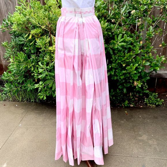 Vintage 1960 Pink Gingham Full Gown Maxi Skirt - Picture 10 of 12